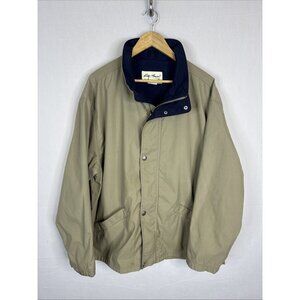 Vintage Eddie Bauer Field Jacket Men’s L Khaki Nylon Lined Zip Snap 90s